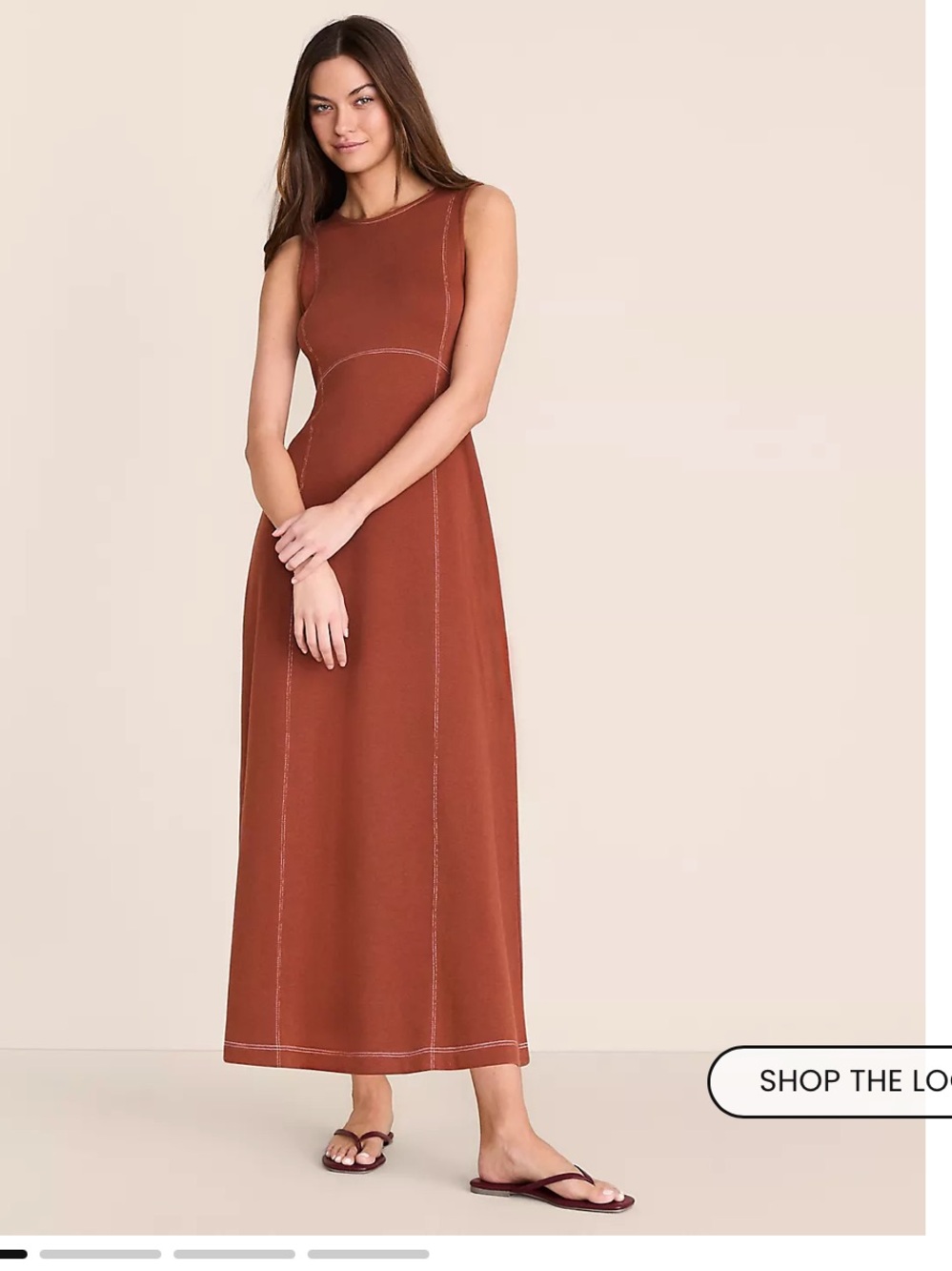 Sleeveless Rust Midi maxi long Dress - Casual Everyday Dress